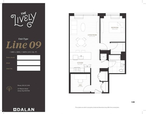 A4D Floor Plan at The Lively, Jersey City, NJ 07302